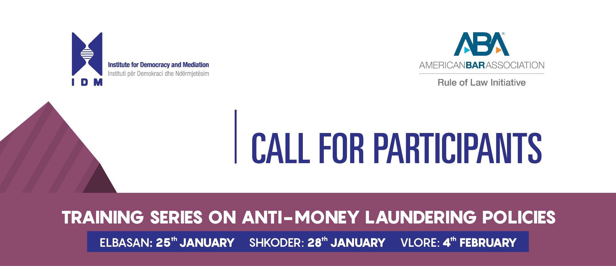 call for participants training series AMLAlbania